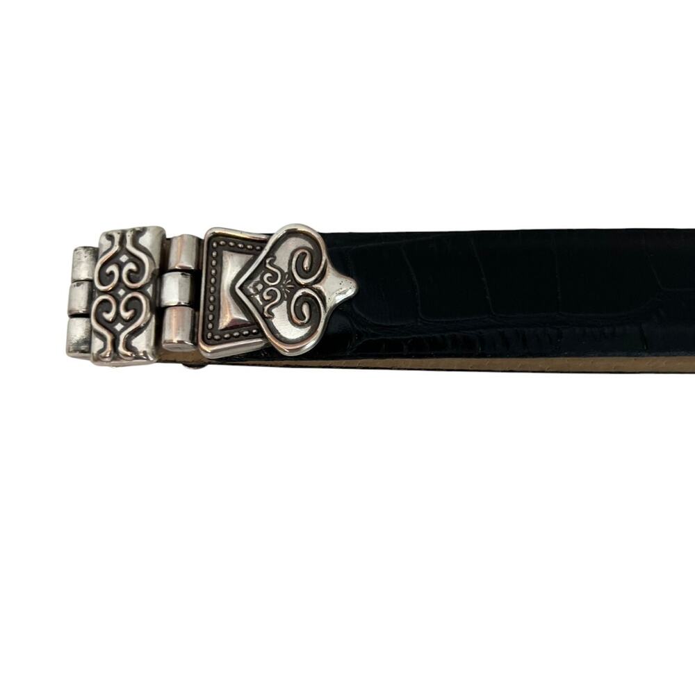 Lake Shore Diva Accessories Womens Black Leather Belt Large Silver Tone Western - Picture 6 of 10